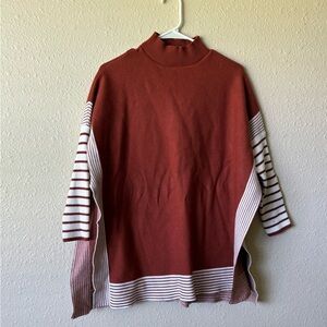 Knit Burnt Orange Pancho Sweater Fits Medium-Large Pumpkin Patch Fall Fashion